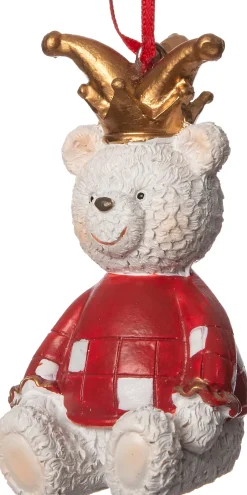 Intratuin  Weihnachtsbaumschmuck Bär mit Krone weiß 4,5 x 4 x 7 cm| Weihnachtskugeln & -Anhänger