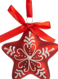 Intratuin  Weihnachtsbaumschmuck Stern rot / weiß 8 x 3 x 7,5 cm| Weihnachtskugeln & -Anhänger