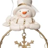 Intratuin  Weihnachtsbaumschmuck Schneemann mit Schneeflocke gold/weiß 9 x 3 x 13,5 cm| Weihnachtskugeln & -Anhänger