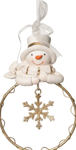 Intratuin  Weihnachtsbaumschmuck Schneemann mit Schneeflocke gold/weiß 9 x 3 x 13,5 cm| Weihnachtskugeln & -Anhänger
