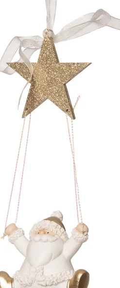 Intratuin  Weihnachtsbaumschmuck Weihnachtsmann mit Fallschirm gold/weiß 6,5 x 4 x 13,5 cm| Weihnachtskugeln & -Anhänger