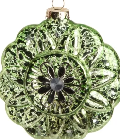 Intratuin  Weihnachtsbaumschmuck Blume Louisia grün 10 x 10 x 4 cm| Weihnachtskugeln & -Anhänger