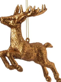 Intratuin  Weihnachtsbaumschmuck Rentier springend gold 11,5 x 4,2 x 10 cm| Weihnachtskugeln & -Anhänger