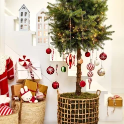 Intratuin  Weihnachtsbaumschmuck Candyline Bonbon weiß 16 x 16 x 37 cm| Weihnachtsdeko Zum Aufhängen