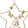 Intratuin  Weihnachtsbaumschmuck Rentier mit Sternen gold/weiß 13,5 x 3,5 x 14 cm| Weihnachtskugeln & -Anhänger