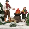 Intratuin  Weihnachtsdorf Figur Lagerfeuer mit Mann und Kind 15 x 8,5 x 8 cm| Weihnachtshäuschen