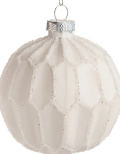 Intratuin  Weihnachtskugel Odelia Relief weiß D 8 cm| Weihnachtskugeln & -Anhänger