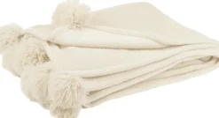 Intratuin J-Line Decke Pompom creme 170 x 130 cm| Decken & Plaids