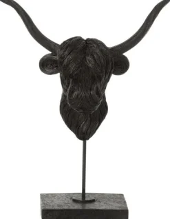 Intratuin J-Line Skulptur Büffel-Kopf schwarz 29,5 x 14 x 36,5 cm| Dekofiguren & -Objekte