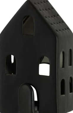 Intratuin J-Line Teelichthalter Haus Caroline schwarz 10 x 8 x 17,5 cm| Teelichthalter