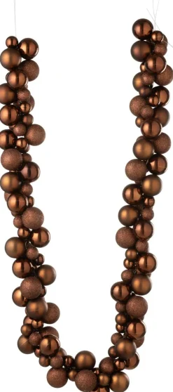 Intratuin J-Line Weihnachtsgirlande Weihnachtskugeln braun 1,6 m| Weihnachtsgirlanden & Lametta