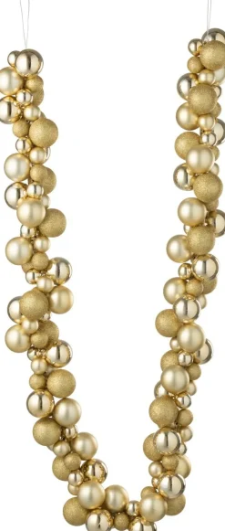 Intratuin J-Line Weihnachtsgirlande Weihnachtskugeln gold 1,6 m| Weihnachtsgirlanden & Lametta