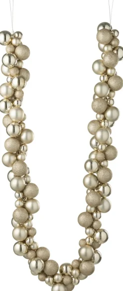 Intratuin J-Line Weihnachtsgirlande Weihnachtskugeln creme 1,6 m| Weihnachtsgirlanden & Lametta
