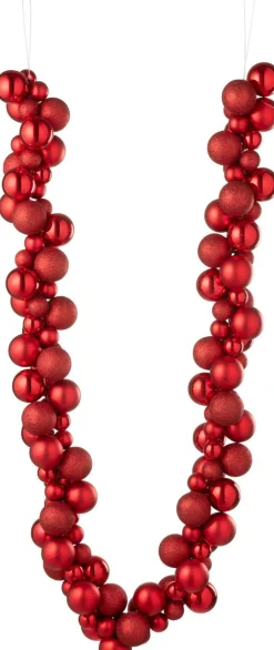 Intratuin J-Line Weihnachtsgirlande Weihnachtskugeln rot 1,6 m| Weihnachtsgirlanden & Lametta