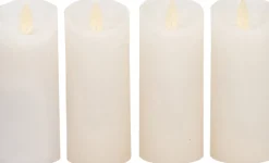 Intratuin LED Kerzen-Set 4 St. 'Rustik' mit Fernbedienung D 5,2 H 12,5 cm weiß| Led Kerzen