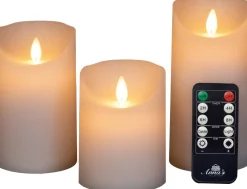 Intratuin LED Kerzen-Set 'Rustik' mit Fernbedienung weiß 3 St.| Led Kerzen