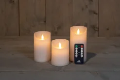 Intratuin LED Kerzen-Set 'Rustik' mit Fernbedienung weiß 3 St.| Led Kerzen