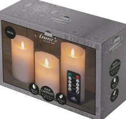 Intratuin LED Kerzen-Set 'Rustik' mit Fernbedienung weiß 3 St.| Led Kerzen