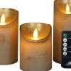 Intratuin LED Kerzen-Set 'Rustik' mit Fernbedienung gold 3 St.| Led Kerzen