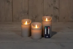 Intratuin LED Kerzen-Set 'Rustik' mit Fernbedienung beige 3 St.| Led Kerzen