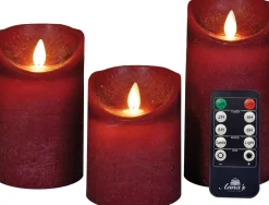 Intratuin LED Kerzen-Set 'Rustik' mit Fernbedienung bordeaux 3 St.| Led Kerzen