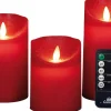 Intratuin LED Kerzen-Set 'Rustik' mit Fernbedienung rot 3 St.| Led Kerzen