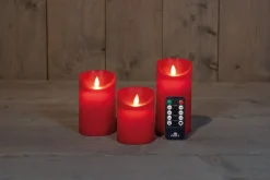 Intratuin LED Kerzen-Set 'Rustik' mit Fernbedienung rot 3 St.| Led Kerzen