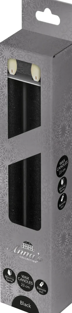 Intratuin LED Stabkerzen mit Fernbedienung schwarz D 2,5 H 23 cm 2 St.| Led Kerzen
