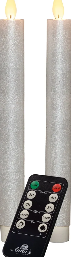 Intratuin LED Stabkerzen mit Fernbedienung perlmutt D 2,5 H 23 cm 2 St.| Led Kerzen
