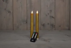 Intratuin LED Stabkerzen mit Fernbedienung gold D 2,5 H 23 cm 2 St.| Led Kerzen