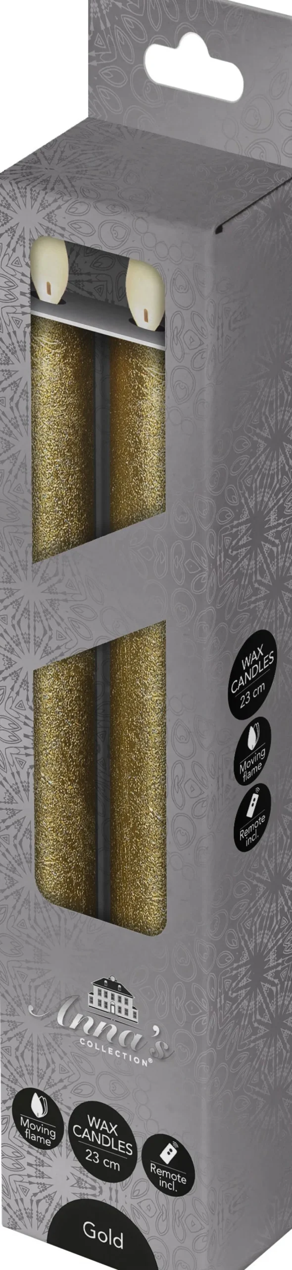 Intratuin LED Stabkerzen mit Fernbedienung gold D 2,5 H 23 cm 2 St.| Led Kerzen