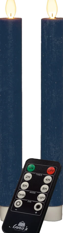 Intratuin LED Stabkerzen mit Fernbedienung blau D 2,5 H 23 cm 2 St.| Led Kerzen