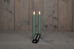 Intratuin LED Stabkerzen mit Fernbedienung grün D 2,5 H 23 cm 2 St.| Led Kerzen