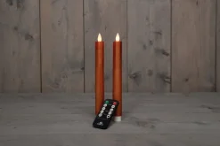 Intratuin LED Stabkerzen mit Fernbedienung kupfer D 2,5 H 23 cm 2 St.| Led Kerzen