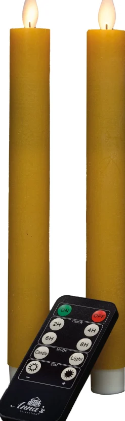 Intratuin LED Stabkerzen mit Fernbedienung gelb D 2,5 H 23 cm 2 St.| Led Kerzen