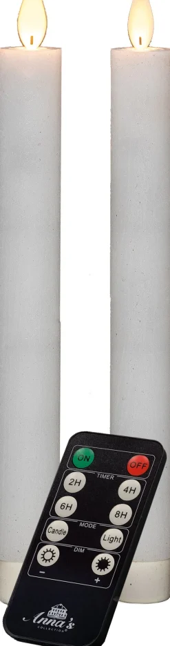 Intratuin LED Stabkerzen 'Rustik' H 23 cm weiß 2 St.| Led Kerzen