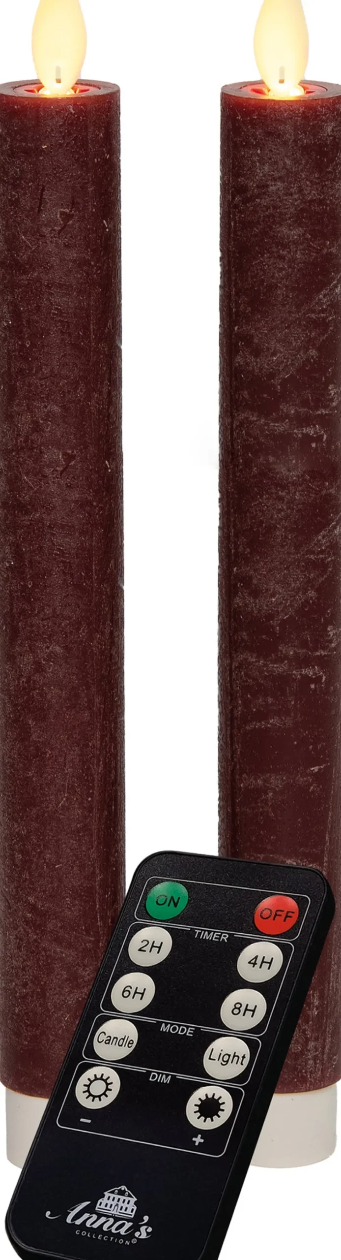 Intratuin LED Stabkerzen 'Rustik' H 23 cm bourdeaux 2 St.| Led Kerzen