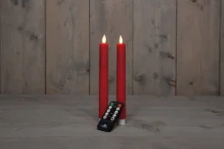 Intratuin LED Stabkerzen 'Rustik' H 23 cm rot 2 St.| Led Kerzen