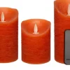 Intratuin LED Stumpenkerzen 3er-Set mit Fernbedienung orange / kupfer| Led Kerzen