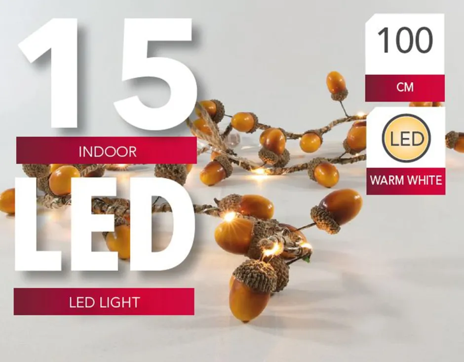 Intratuin Lichterkette Eicheln 1m warmweiß| Motiv-Lichterketten
