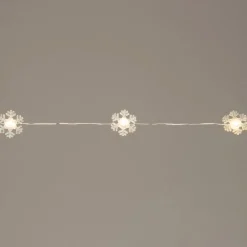 Intratuin Lichterkette Schneeflocken silber 1 m mit 10 LEDs warmweiß| Motiv-Lichterketten