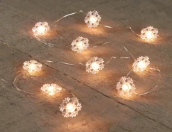 Intratuin Lichterkette Schneeflocken silber 1 m mit 10 LEDs warmweiß| Motiv-Lichterketten