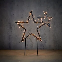 Intratuin Luca Lighting Gartenstecker Stern schwarz mit 220 LEDs warmweiss 70 x 3 x 82 cm| Weihnachtsfiguren (Außen)
