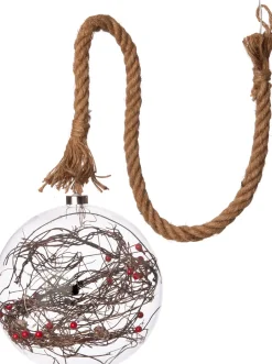 Intratuin Luca Lighting Hängelampe Kugel rote Beeren mit 40 LEDs weißes Licht D 20 H 100 cm| Weihnachtsdeko Zum Aufhängen