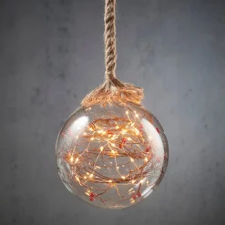 Intratuin Luca Lighting Hängelampe Kugel rote Beeren mit 40 LEDs weißes Licht D 20 H 100 cm| Weihnachtsdeko Zum Aufhängen