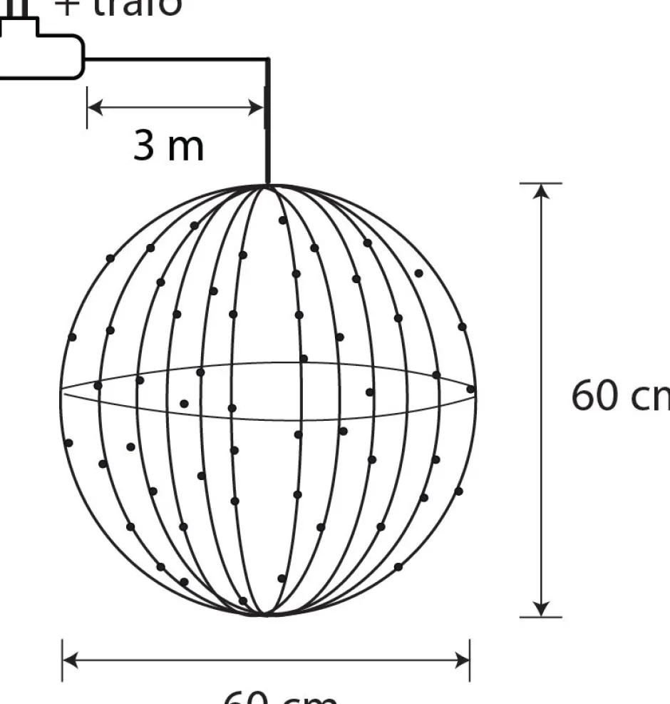 Intratuin Luca Lighting Hängelampe Kugel mit 400 LEDs weißes Licht D 60 cm| Weihnachtsfiguren (Außen)