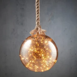 Intratuin Luca Lighting Hängelampe Kugel silber mit 40 LEDs warmweiß D 20 H 100 cm| Weihnachtsdeko Zum Aufhängen