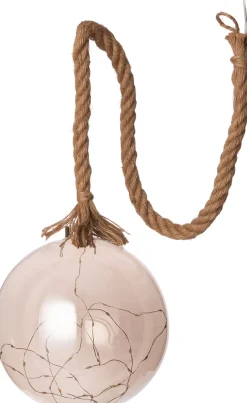 Intratuin Luca Lighting Hängelampe Kugel grau mit 40 LEDs warm weiß D 20 H 100 cm| Weihnachtsdeko Zum Aufhängen