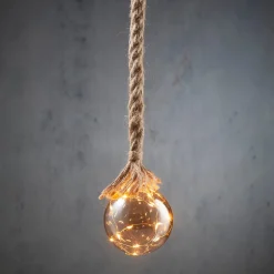 Intratuin Luca Lighting Hängelampe Kugel grau mit 15 LEDs warm weiß D 10 H 90 cm| Weihnachtsdeko Zum Aufhängen