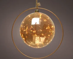Intratuin Lumineo Beleuchtete Kugel im Ring mit LEDs orange D 20 cm| Weihnachtsdeko Zum Aufhängen